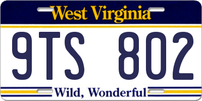 WV license plate 9TS802