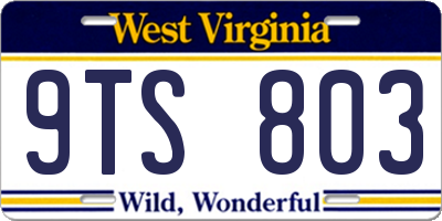 WV license plate 9TS803