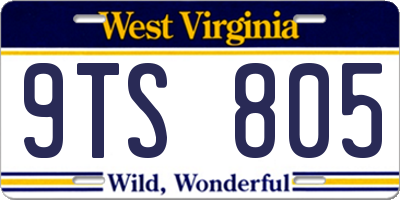 WV license plate 9TS805