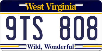 WV license plate 9TS808