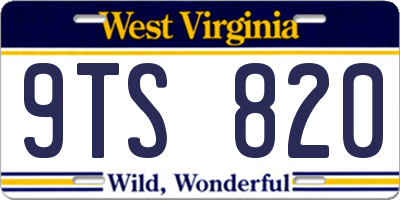 WV license plate 9TS820