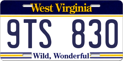 WV license plate 9TS830