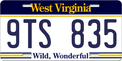 WV license plate 9TS835
