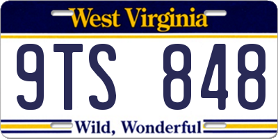 WV license plate 9TS848