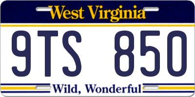 WV license plate 9TS850
