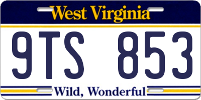 WV license plate 9TS853