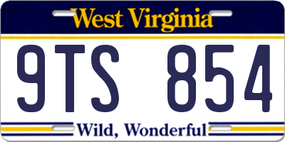 WV license plate 9TS854