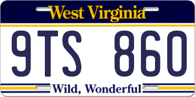 WV license plate 9TS860