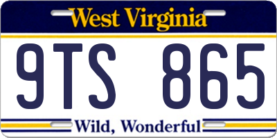 WV license plate 9TS865