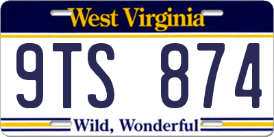 WV license plate 9TS874
