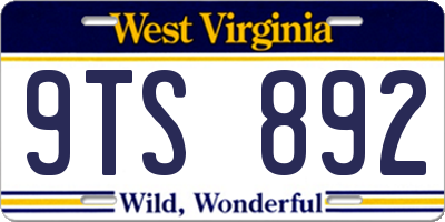 WV license plate 9TS892