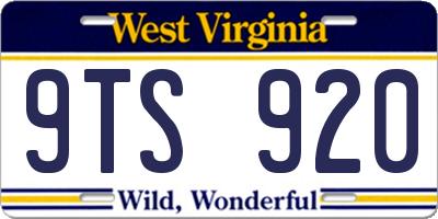 WV license plate 9TS920