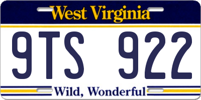 WV license plate 9TS922