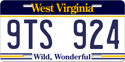 WV license plate 9TS924