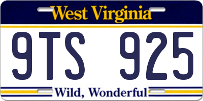 WV license plate 9TS925
