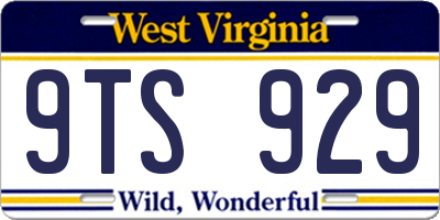 WV license plate 9TS929