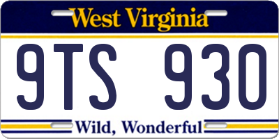 WV license plate 9TS930