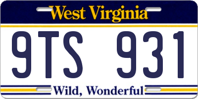 WV license plate 9TS931