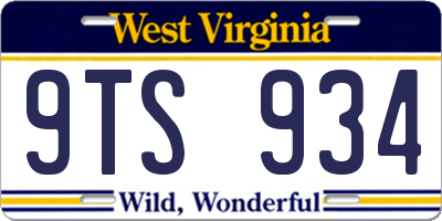 WV license plate 9TS934
