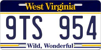 WV license plate 9TS954