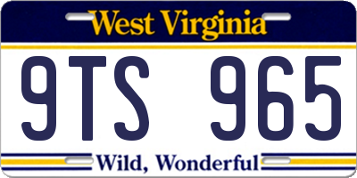 WV license plate 9TS965