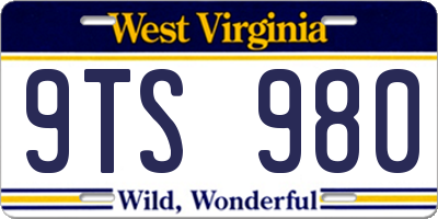 WV license plate 9TS980