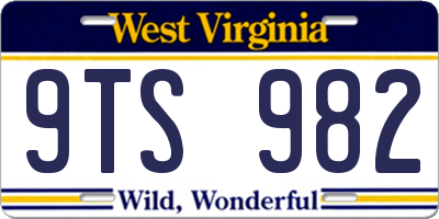 WV license plate 9TS982