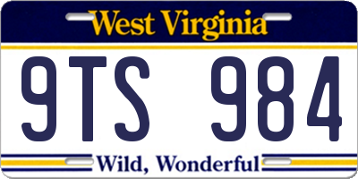 WV license plate 9TS984