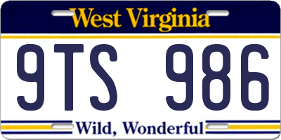 WV license plate 9TS986