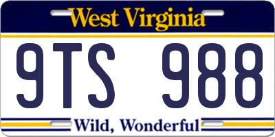 WV license plate 9TS988