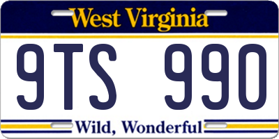 WV license plate 9TS990
