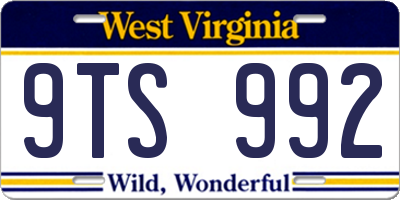 WV license plate 9TS992