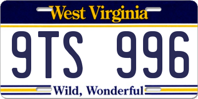 WV license plate 9TS996
