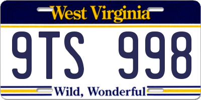 WV license plate 9TS998