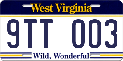 WV license plate 9TT003