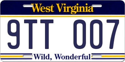 WV license plate 9TT007