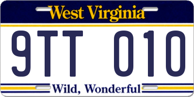 WV license plate 9TT010