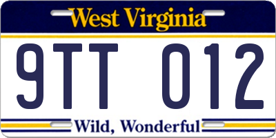 WV license plate 9TT012