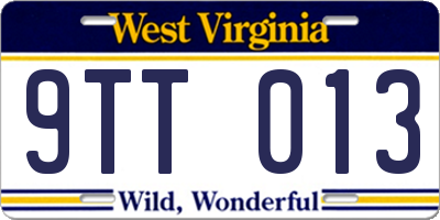 WV license plate 9TT013