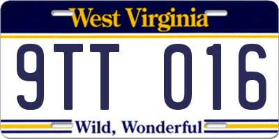 WV license plate 9TT016