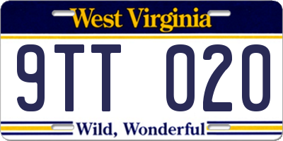 WV license plate 9TT020