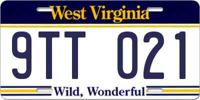 WV license plate 9TT021