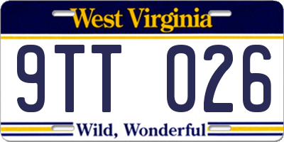 WV license plate 9TT026