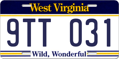 WV license plate 9TT031