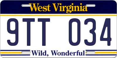 WV license plate 9TT034