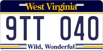 WV license plate 9TT040
