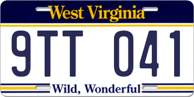 WV license plate 9TT041