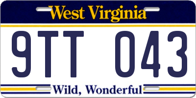 WV license plate 9TT043