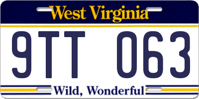 WV license plate 9TT063