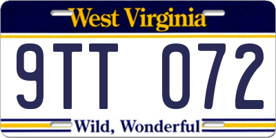 WV license plate 9TT072